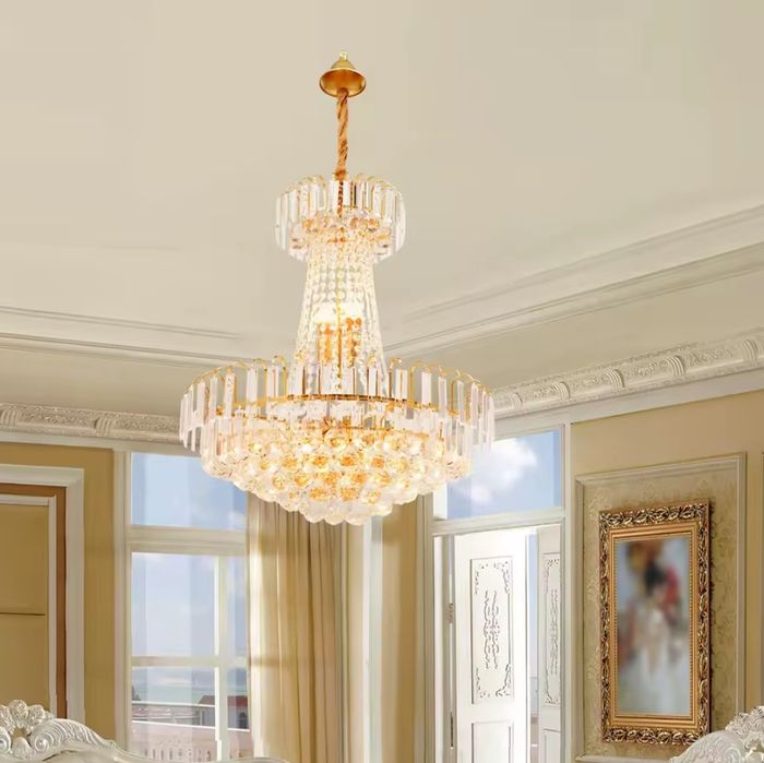 EKSKLUZYWNY żyrandol kryształowy 60x70cm NOWA lampa sufitowa 7 świateł