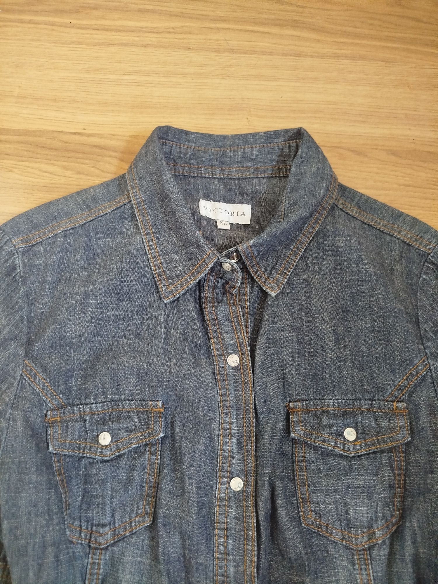Victoria sukienka szmizjerka rozpinana granatowa dżinsowa jeans dress