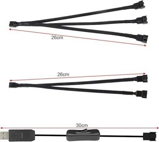 Kabel zasilający wentylator z przełącznikiem i rozdzielaczem, zestaw