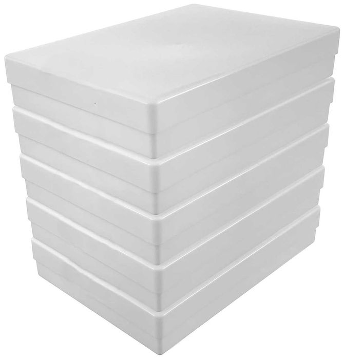 5x Pojemnik A4 Organizer Plastikowy Biały 3.6L Stackable Na dokumenty
