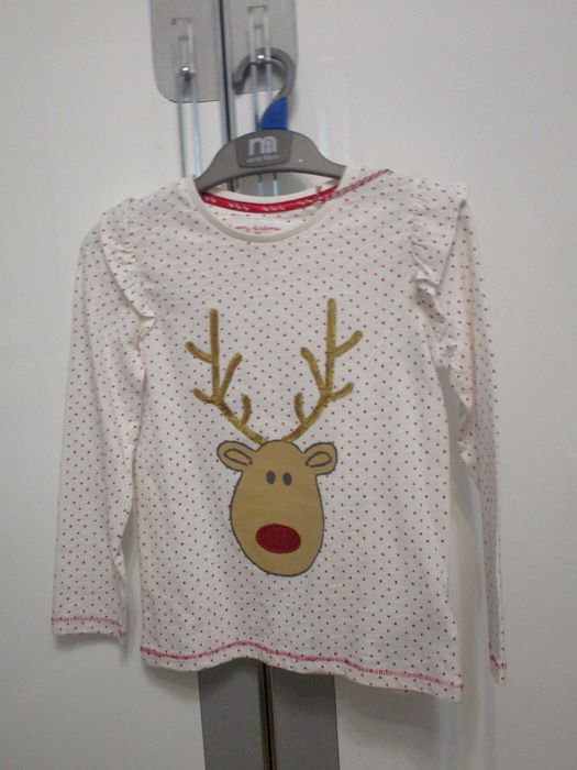 Новогодняя кофточка, лонгслив, реглан с оленем Mothercare, р-р 110