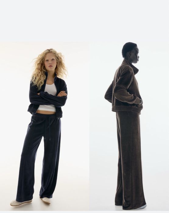 Костюм hm шоколадний штани шоколадні костюм спортивний велюровий