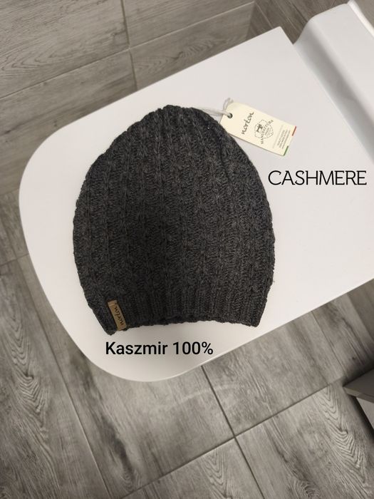 Nowa czapka 100% kaszmir cashmere kaszmirowa logo jesień zima Norton