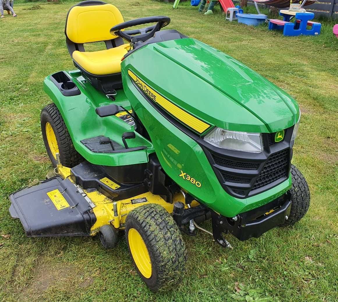 Traktorek John Deere X380 +Accel Deep122cm Salon Polska jak nowy 60mth