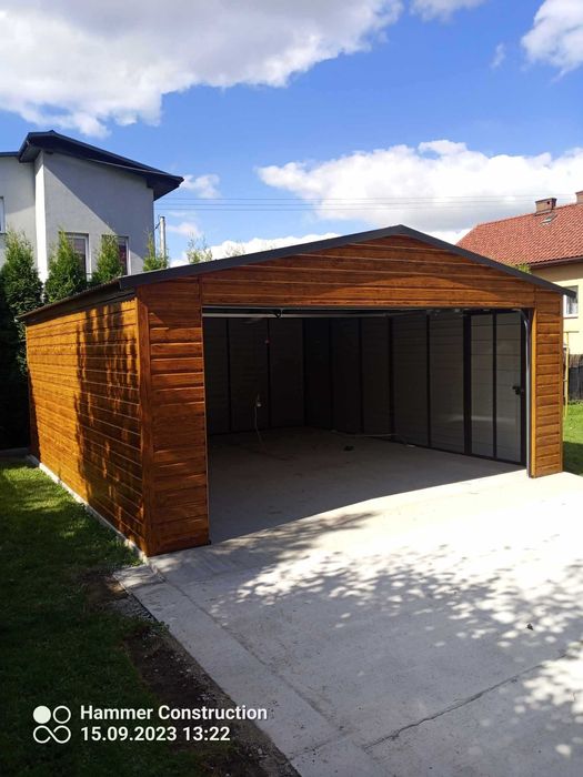 Garaż blaszany, wiata. WZMOCNIONY PROFILAMI. Producent. CAŁA Polska