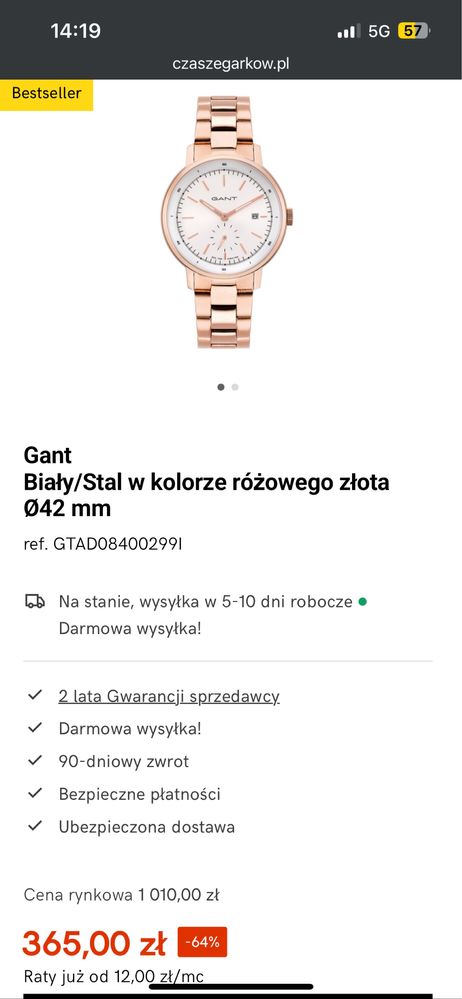 Zegarek męski Gant