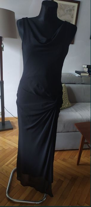 Wallis piękna nowa długa czarna sukienka elegancka, bal wesele. M-L.