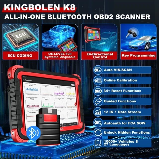 Scanner de diagnóstico Auto Kingbolen K8 2/64GB BLUETOOTH odb2 NOVO