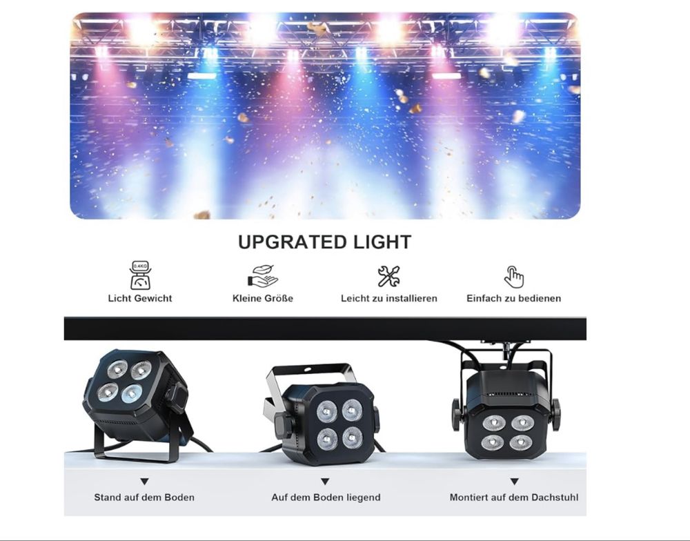RGB Focos par LED 80 W (conjuntos de 2 ou 4 luzes)