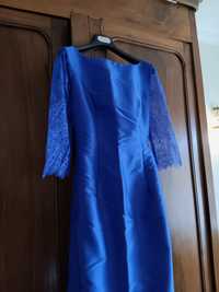 Elegante vestido longo - cor azul vibrante - tamanho 38