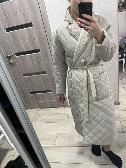 Стеганное пальто на запах