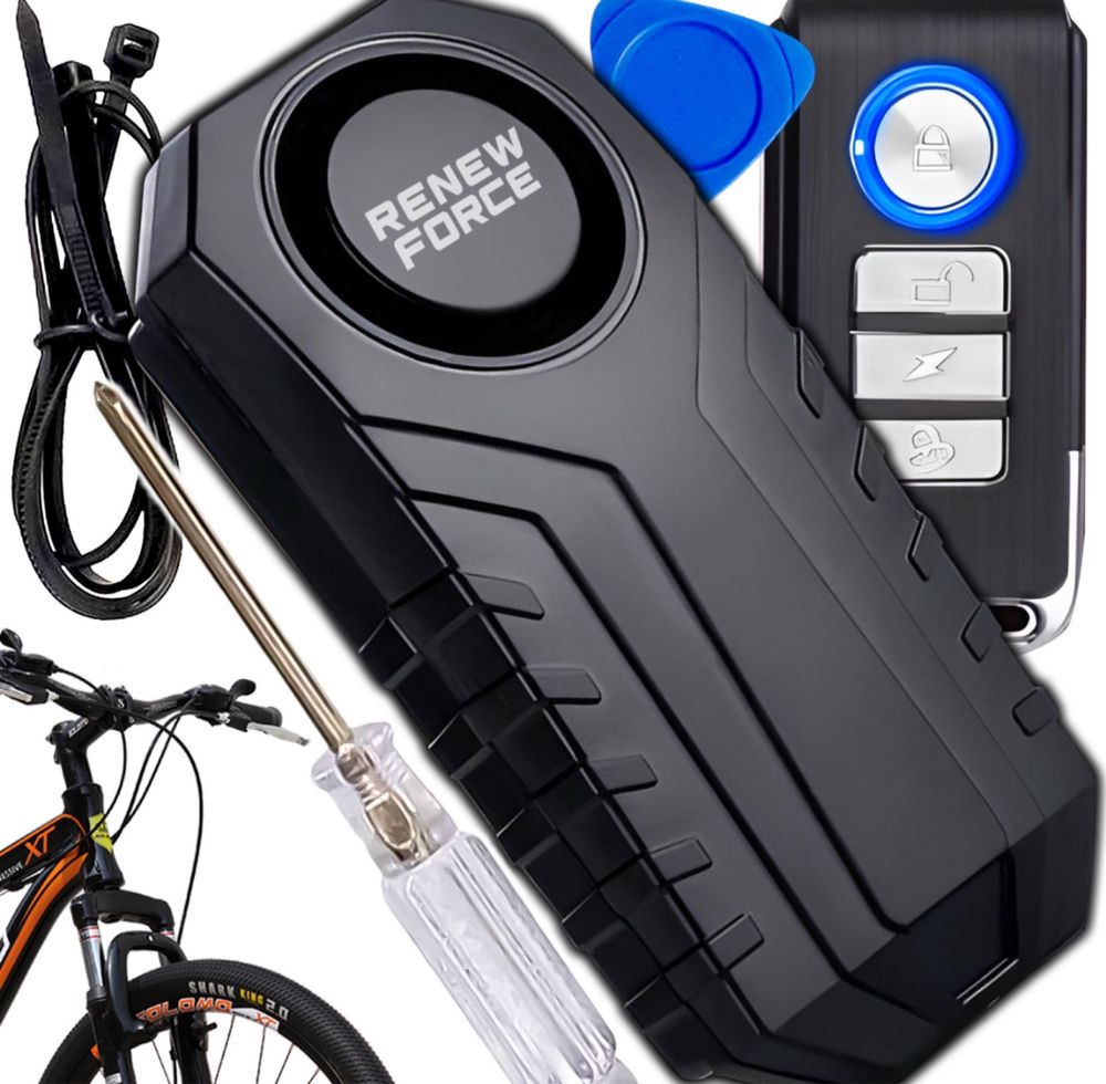 Alarm Bezprzewodowy Rowerowy Zabezpieczenie Rower Motor Głośny + PILOT