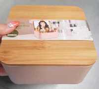 Nowe białe pudełko pojemnik bambusowy na kosmetyki do przechowywania