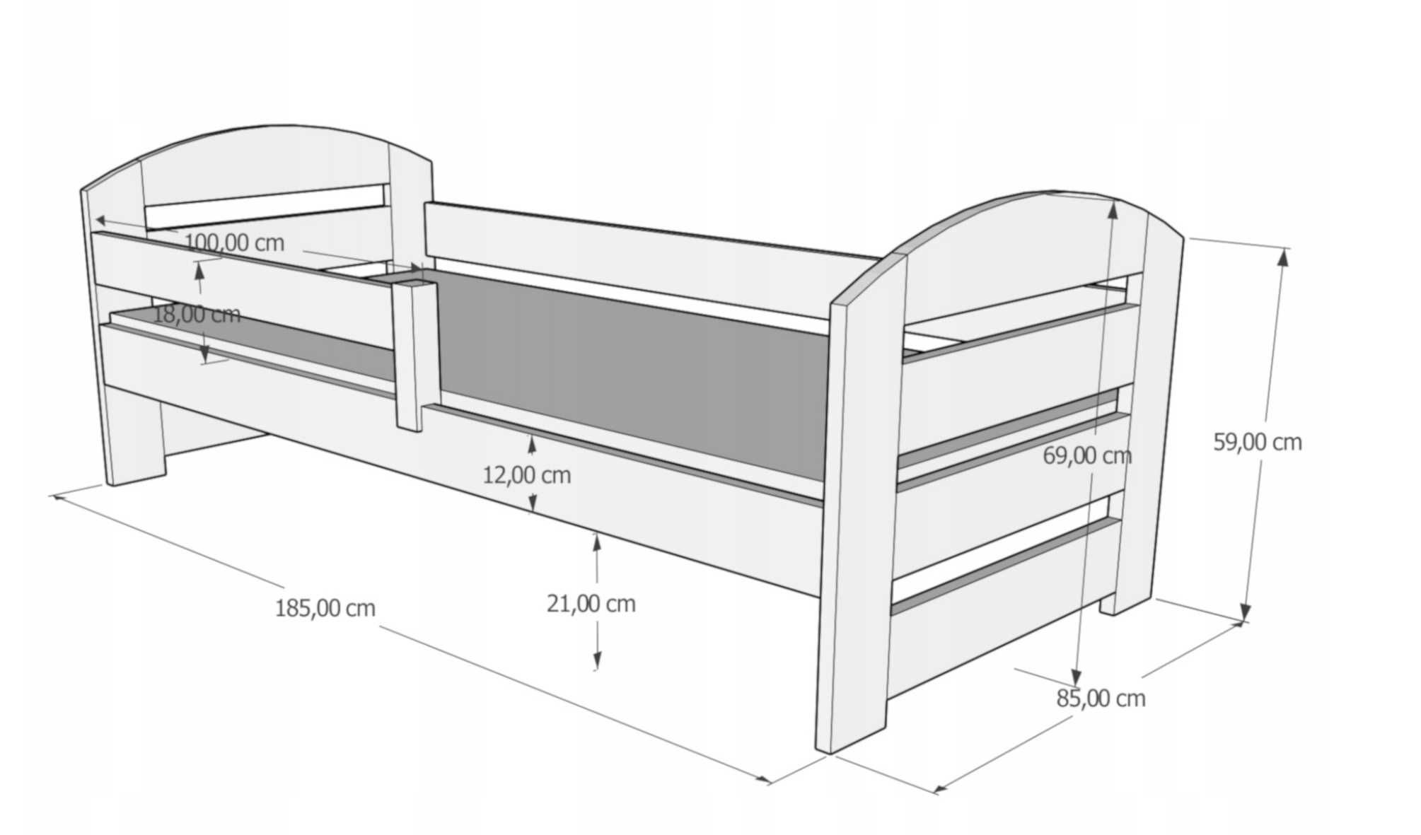 Łóżko Dziecięce Kami PLUS 180x80 DREWNO