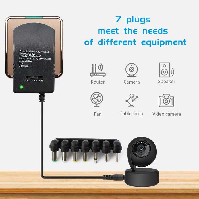 Блок питания універсальний адаптер живлення 4.5В 6В 7.5В 9В 12В 30W 3A