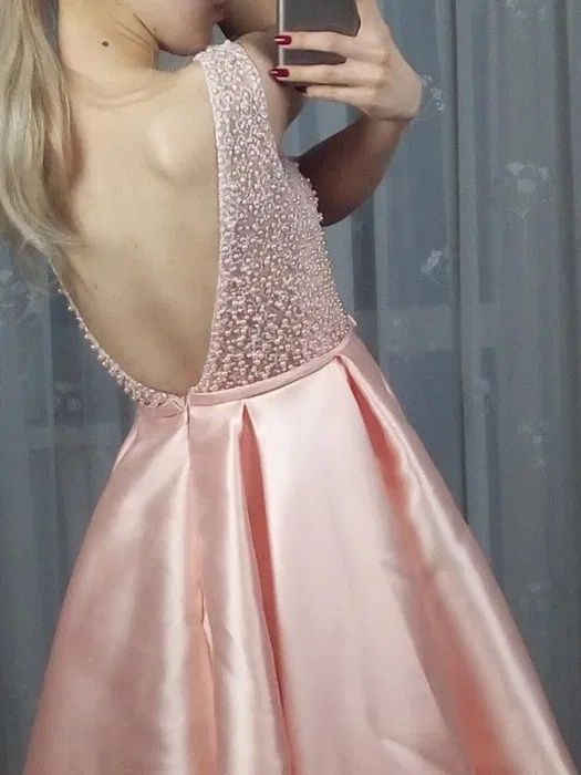 Платье на выпускной, свадьбу короткое розовое праздничное