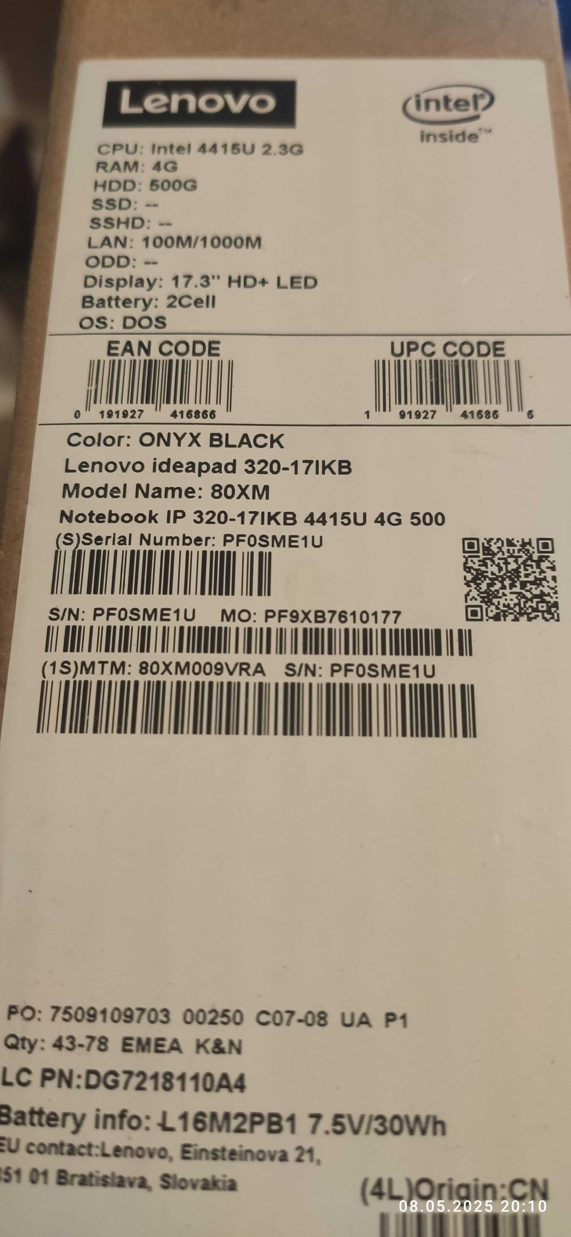 Ноутбук Lenovo IdeaPad 320-17IKB