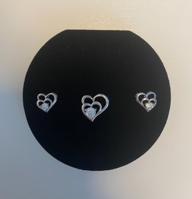 APART biżuteria srebrna z cyrkoniami serca (3 elementy)