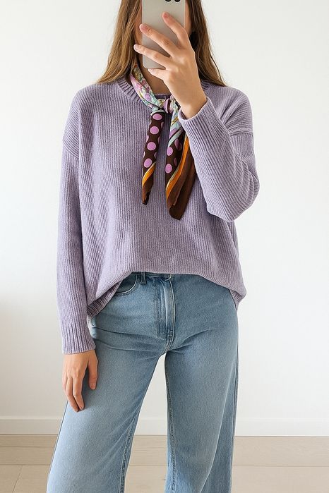 Jesienny sweterek sweter fioletowy lila S 36