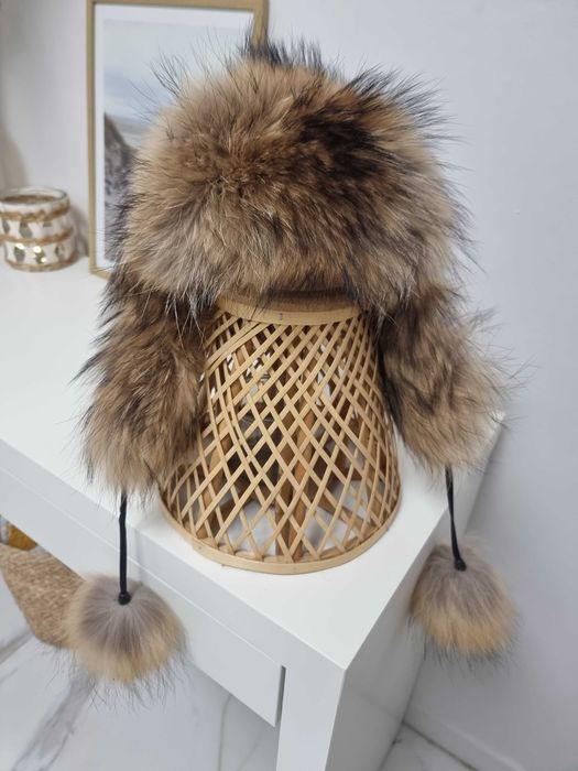 Czapka pilotka uszatka z futerkiem