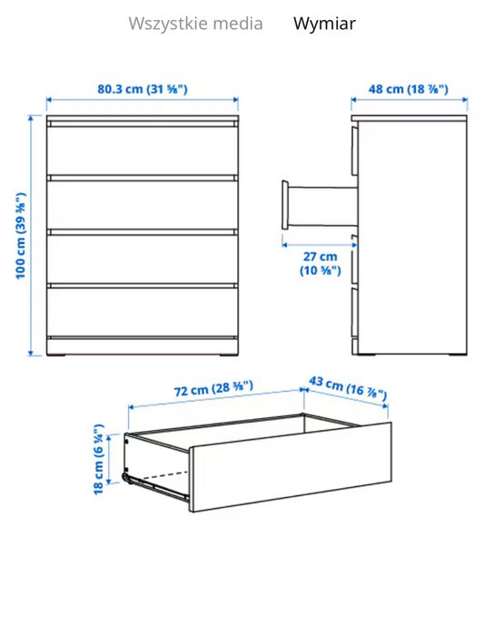 komoda ikea malm biała