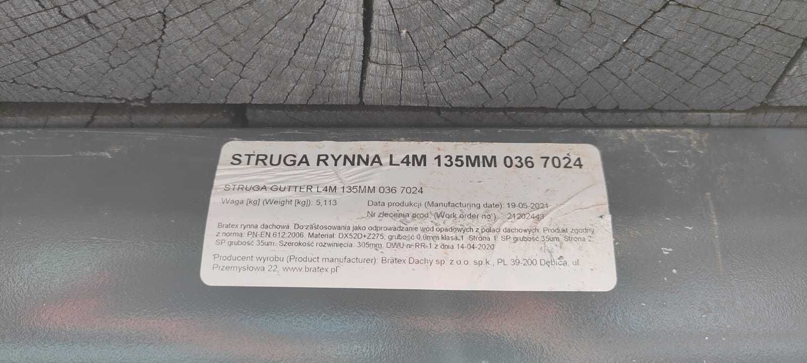 Rynna stalowa Struga l4m 135mm 7 sztuk