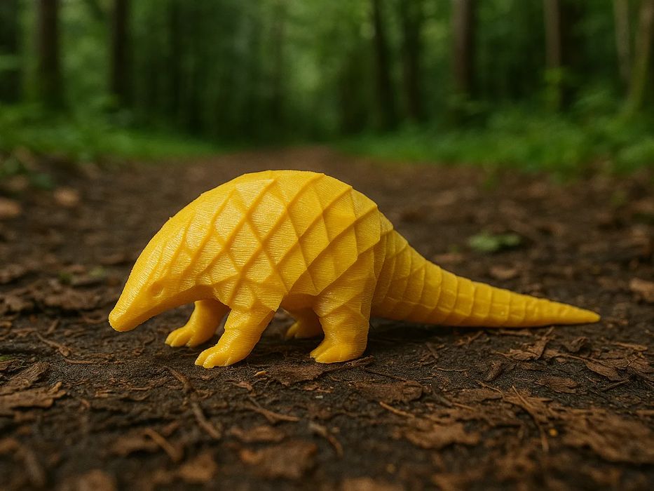 Pangolim Low-Poly Amarelo