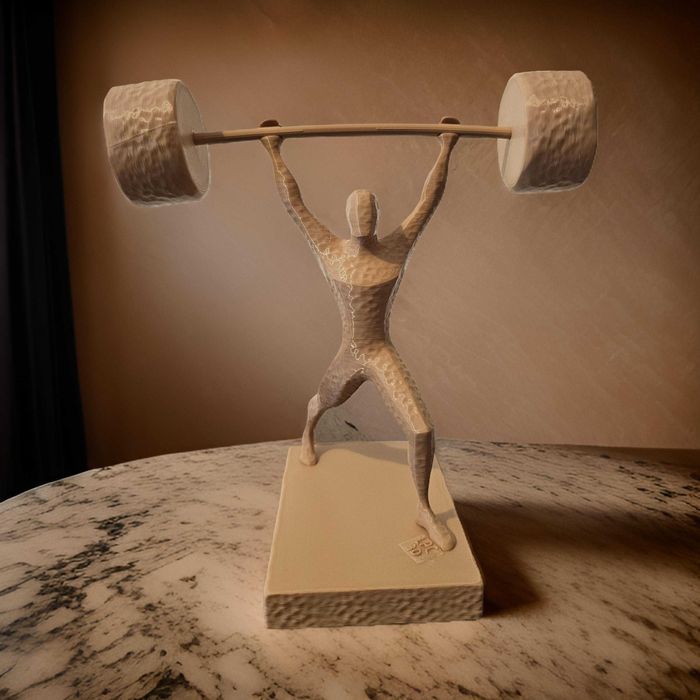 Escultura Decorativa 3D - Halterofilista Estilizado - Montijo