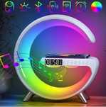умная беспров.колонка RGB, LED лампа, беспров.зарядка + FM и будильник