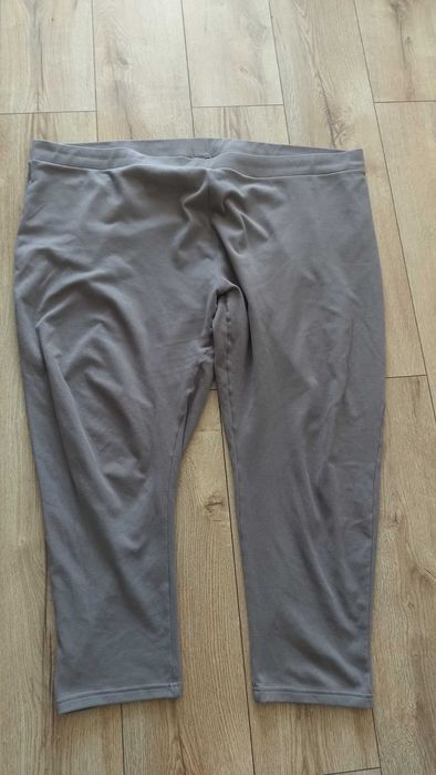 Spodnie damskie 9XL miękkie elastyczne beż polar ciepłe 58 pas140