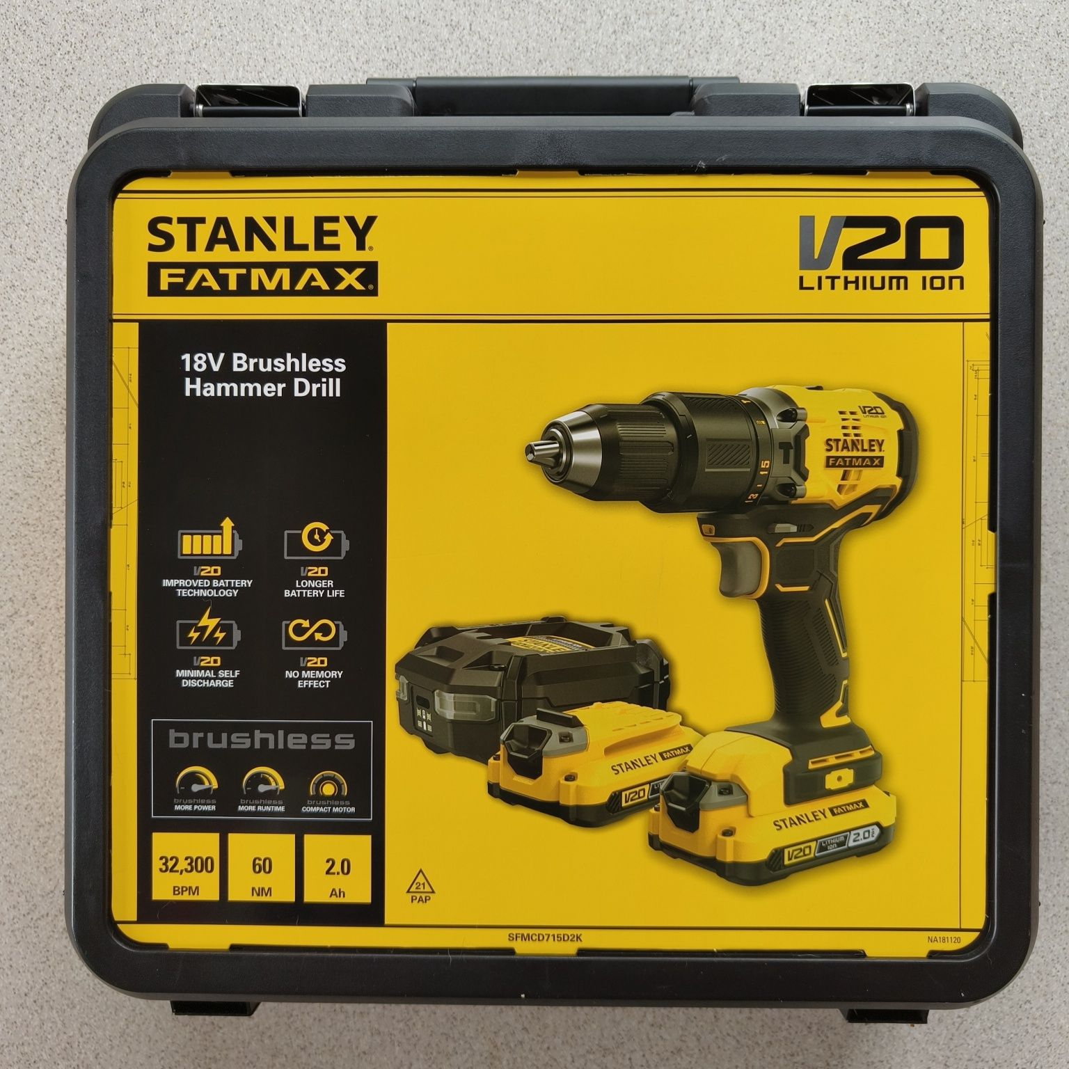 Wiertarko-wkrętarka bezszczotkowa udar STANLEY SFMCD715D2K-QW 2x2Ah