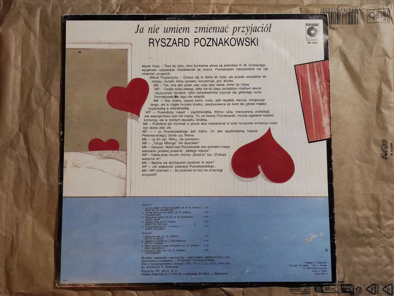 Ryszard Poznakowski – Ja Nie Umiem Zmieniać Przyjaciół. LP VG+