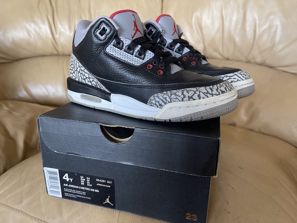 Кросівки Jordan 3 Black Cement 2018 854261-001 Оригінал 4Y EUR 36