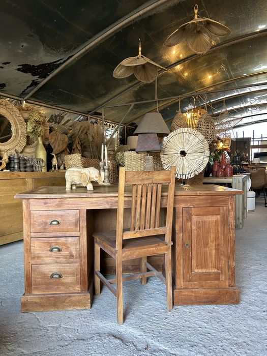 drewniane biurko TEAK kolonialne tekowe gabinet biuro