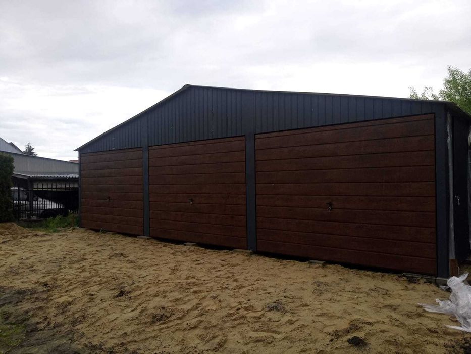 garaże drewnopodobne dwuspadowe blaszki garaż  metalowy Profil