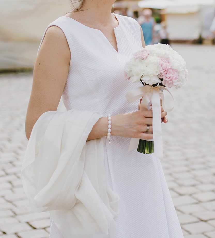 Suknia ślubna retro sukienka ślubna midi rozkloszowana