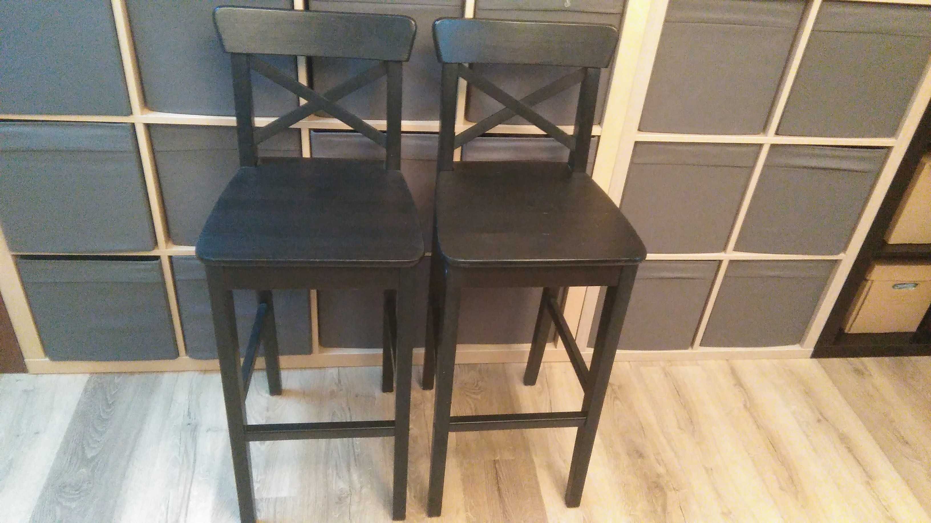Sprzedam Stołki/Krzesła Barowe z Oparciem Czarne IKEA Model INGOLF