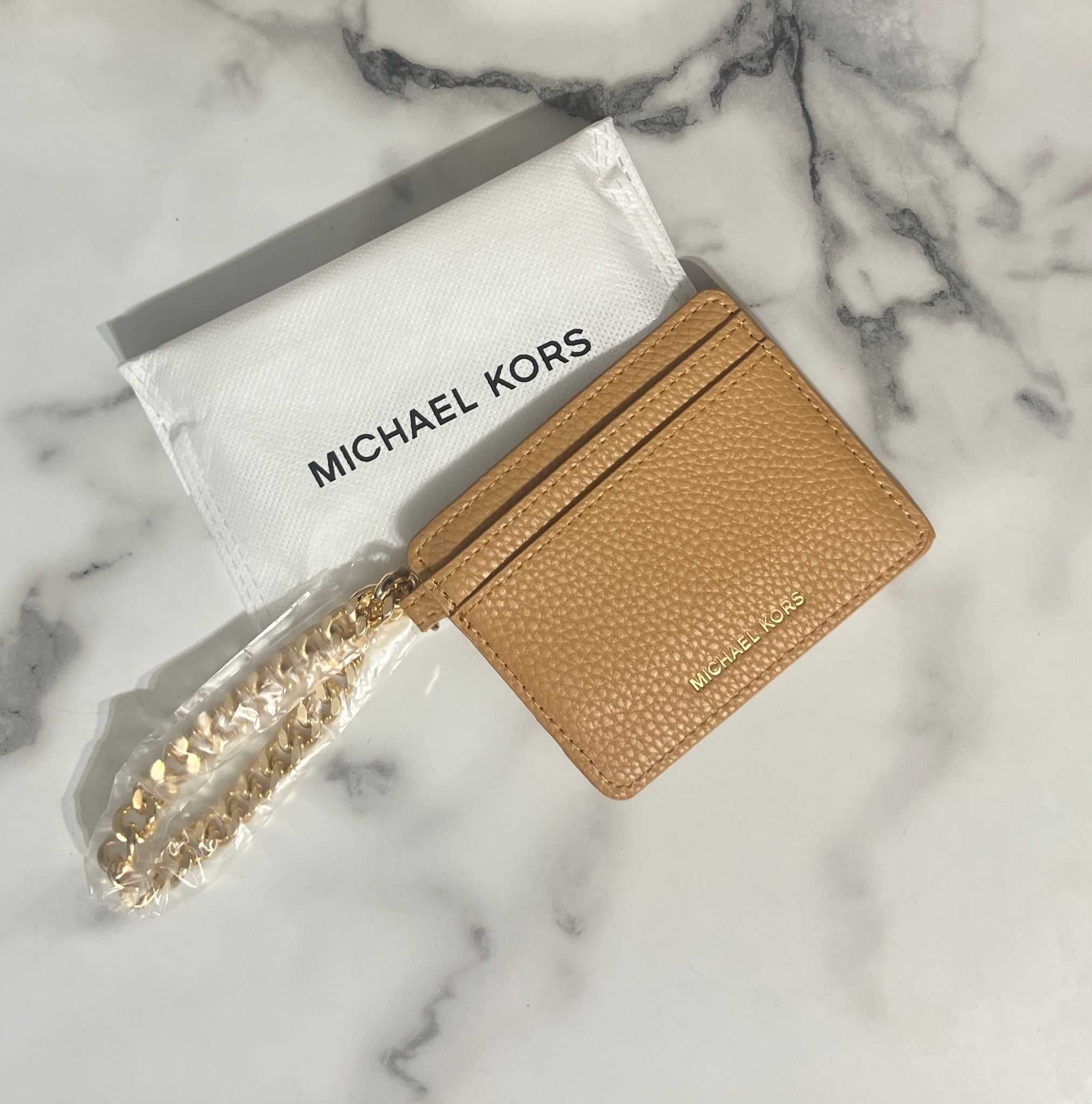 Michael Kors nowy portfel na karty card holder z łańcuszkiem damski