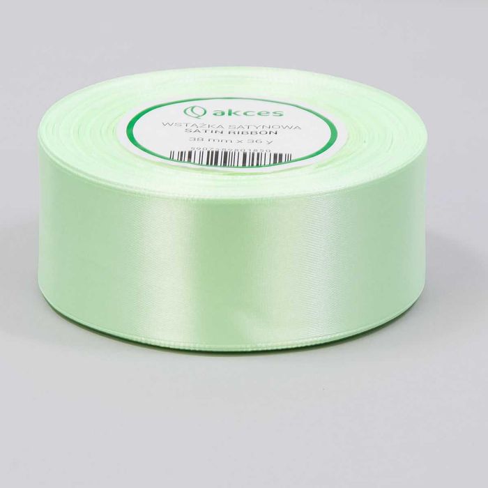 Tasiemka satynowa wstążka 38mm 32m miętowa mięta