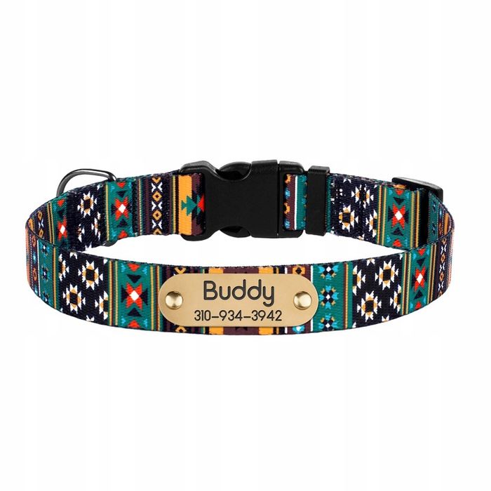 Wzorzysta Obroża Dla Psa Zielony Rozmiar S