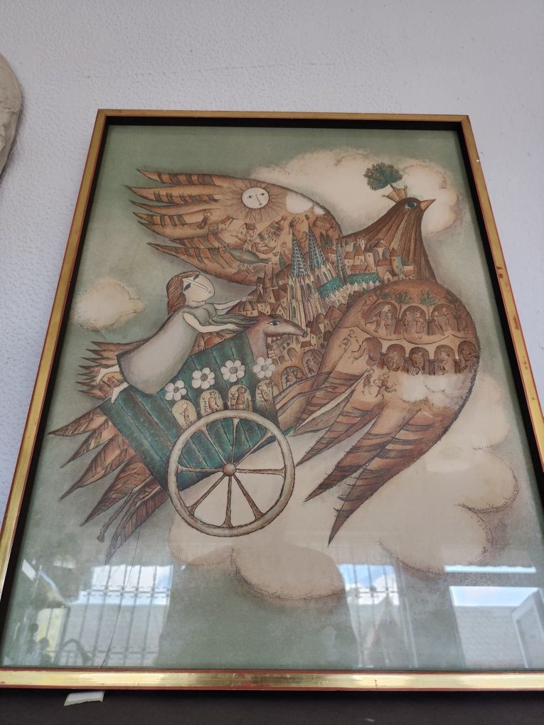 Litografa Francoise Deberdt vintage retro prl