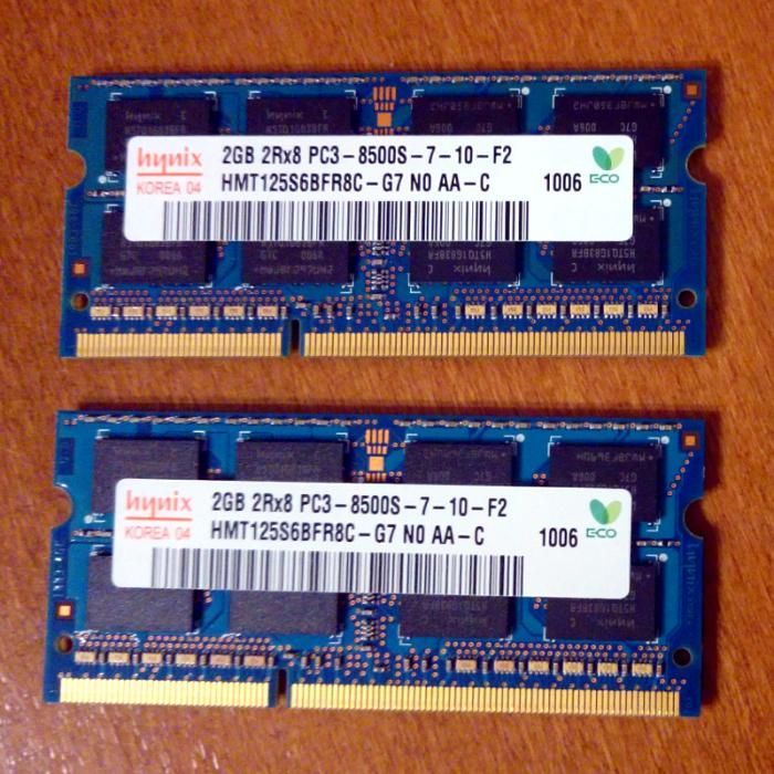 Memórias RAM Portátil 2 x 2GB + 1 x 4GB