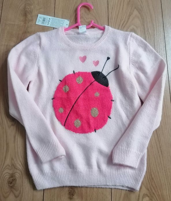 NOWY Sweter dziewczęcy z Biedronką Pepco rozmiar 134