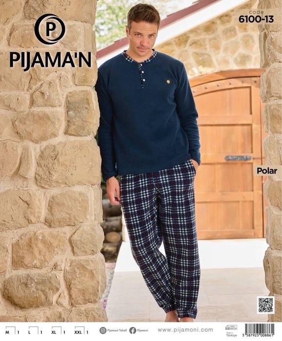 Тепла флісова чоловіча піжама, костюм для дому, мужская пижама M- 2Xl