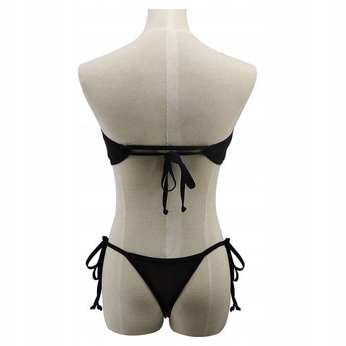 Seksowne przezroczyste bikini strój kąpielowy bez ramiączek czarny