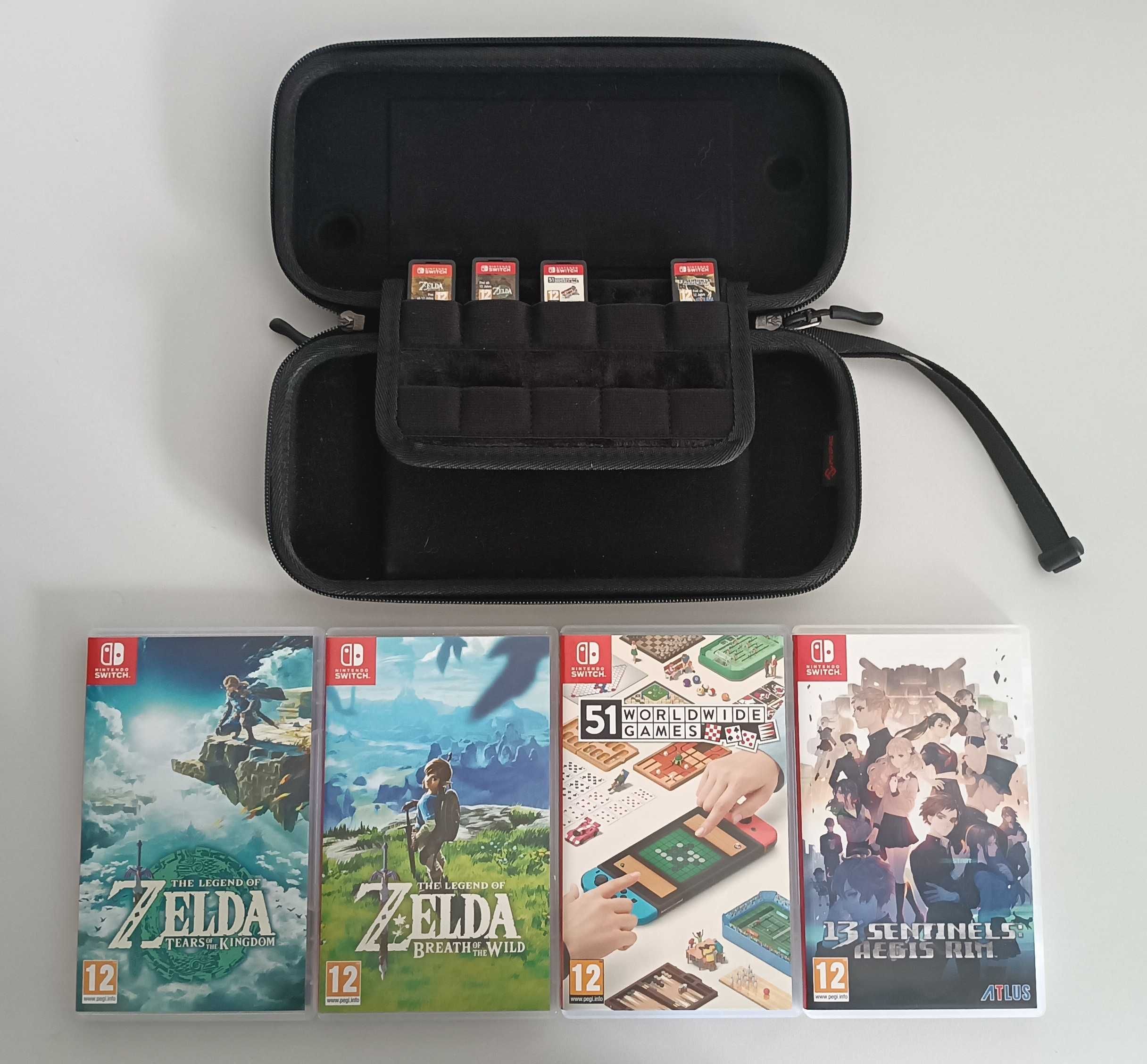 Konsola Handheld Nintendo Switch OLED Biały + 4 Gry i Utwardzane Etui