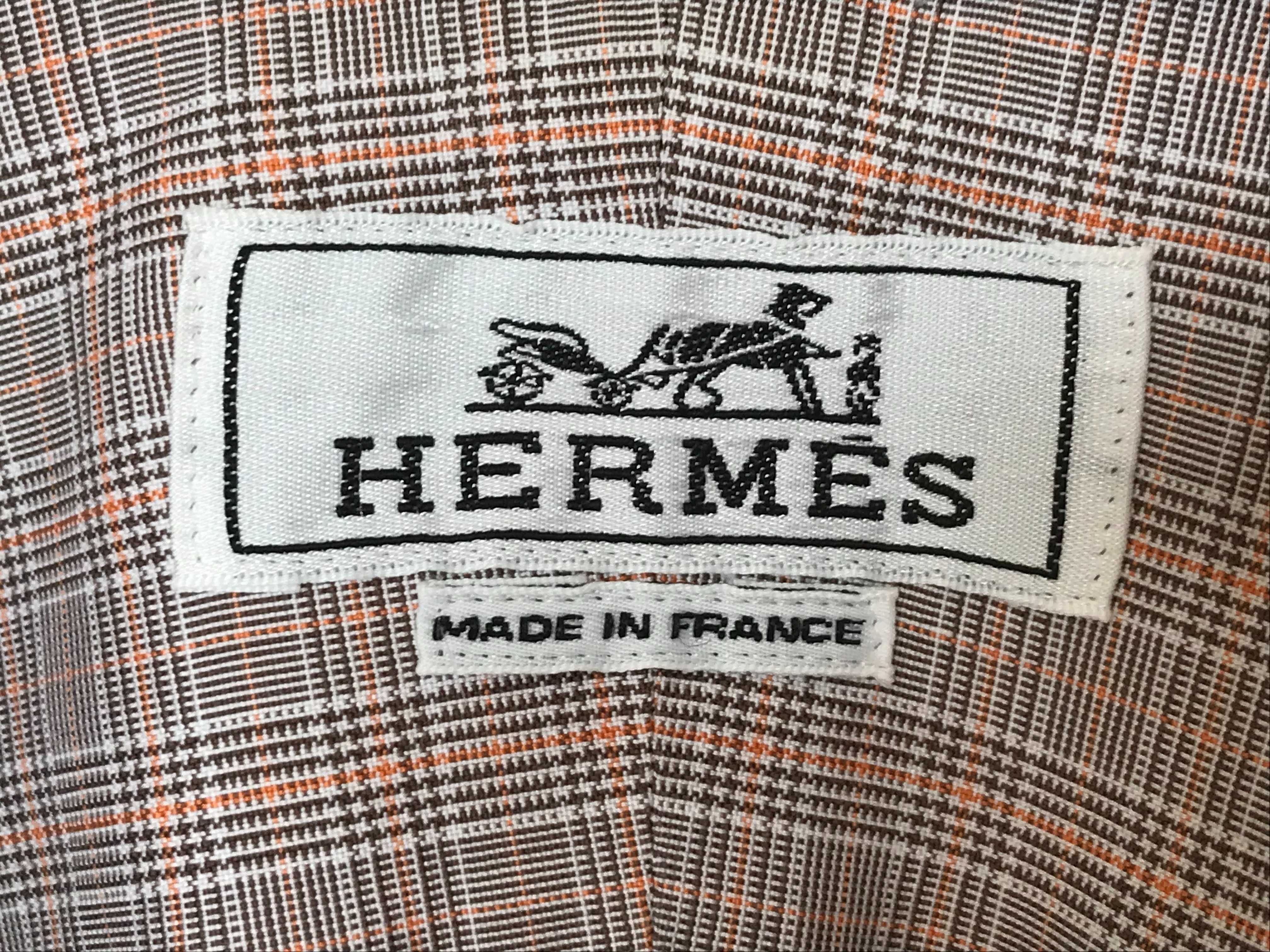 Męska beżowa koszula vintage Hermès w kratkę r. 16 / 41