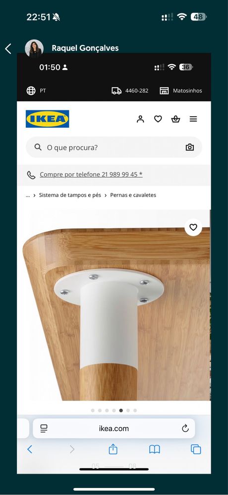 HILVER IKEA Perna de secretária, bambu, 70 cm
