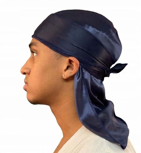 Chusta Durag Bandana na głowę Granatowy prezent streetwear Y2K