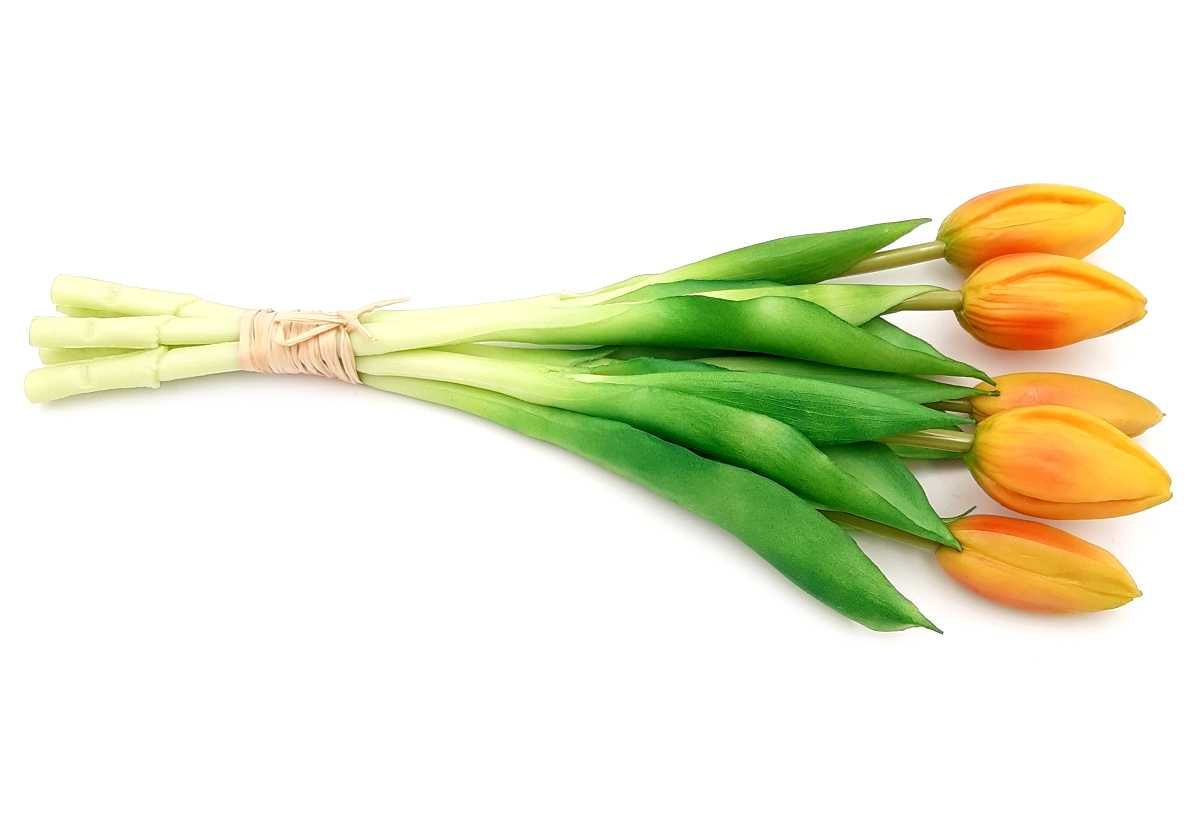 Tulipan silikonowy sztuczne tulipany bukiet 5 sztuk POMARAŃCZOWE